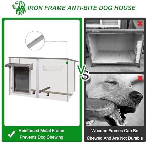 Gowoodhut Big Dog House Outdoor Dog Houses for Large Dogs Outside with Adjustable Vent Window, Removable Floor, Easy Assembly for Medium to Large Dogs(55" L x 29" W x 35" H) - size: 55" L x 33" W x 35" H