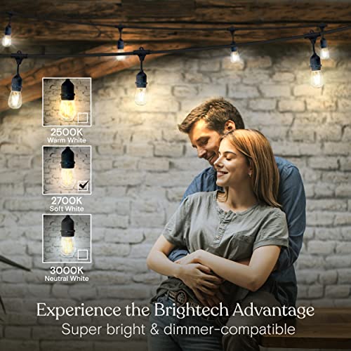 Brightech Ambience Pro - Waterproof LED Outdoor String Lights - Hanging, Dimmable 2W Vintage Edison Bulbs - 48 Ft Commercial Grade Patio Lights Create Cafe Ambience In Your Backyard - style: 48 Foot - Soft White (2700K)