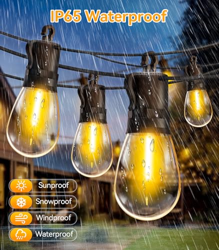 Outdoor String Lights Patio LED Light Outside - 30M 28+2 S14 LED 100ft Porch Lighting IP65 Waterproof - size: 100FT-Standard