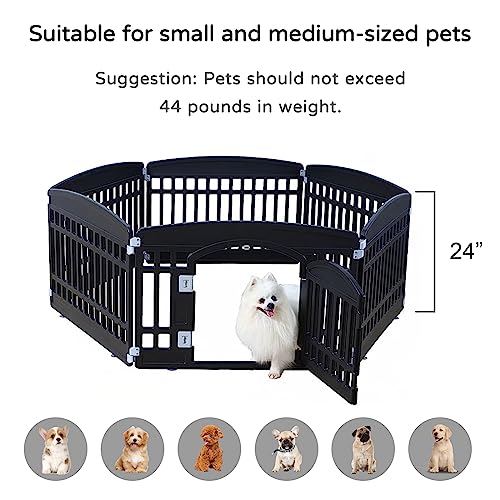 Pet Playpen Foldable Gate for Dogs Heavy Plastic Puppy Exercise Pen Indoor Outdoor Small Pets Fence Puppies Folding Cage 6 Panels for Puppies and Small Dogs House Supplies (Black 6*Panel) - color: Black, style: Black 6*panel