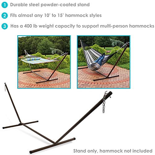 Sunnydaze Double Hammock Stand for Outside - 400-Pound Capacity Indoor/Outdoor Hammock Frame - Bronze Powder-Coated Finish - 15-Foot - color: Bronze, size: 15 ft