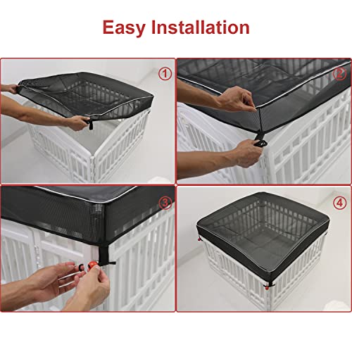 Dog Playpen Cover Mesh Top - Dog Pen Cover for Pets Fits 36 Inch 4 Panels Square Plastic Exercise Pet Pen,Provide Security for Indoor Dog Pen (Playpen Not Included) - color: 36 inch 4 panel mesh cover