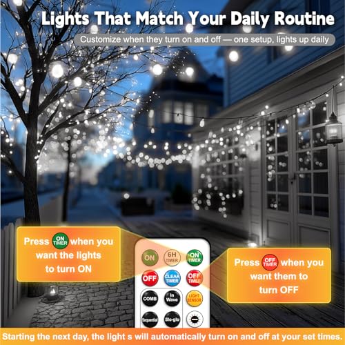 HXWEIYE Rechargeable Fairy Lights with Remote, 2 Pack 33ft 100LED Twinkle Lights with DIY Timer & Light Sensor, Waterproof Outdoor String Lights for Bedroom Patio Christmas Tree Decor, White - color: White, size: 100 LEDs - 2Pack