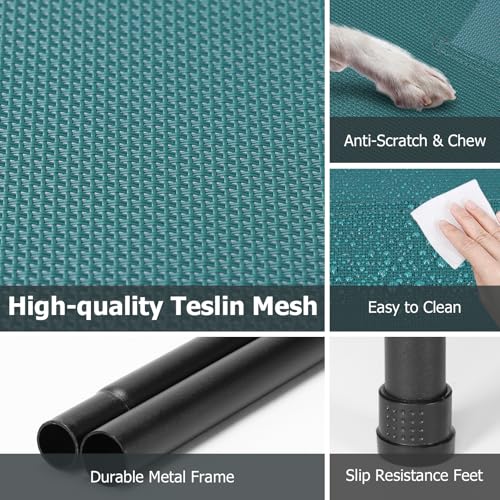 Elevated Dog Bed for Outdoor, Extra Large Raised Dog Cot with Washable Mesh, Cooling Pet Cot Chew Proof for Outside Camping, 47 inch Green - color: Green, size: 47"L x 29"W x 8"Th