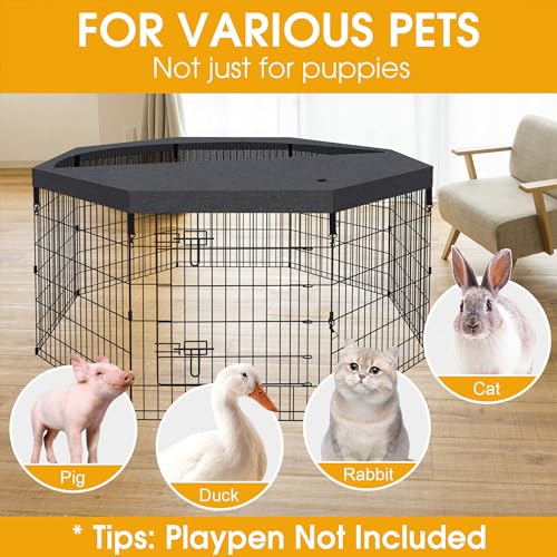 Dog Pet Playpen 8 Panel 24 Inch Top Cover for Small Medium Pets Indoor Outdoor (Only Cover,Playpen Not Included)(Black Top Cover) - style: Top cover Black