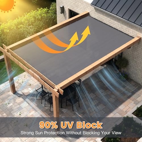 90% Sun Shade Cloth with Grommets 3X10 FT, Outdoor Pergola Shade Cover, Heavy-Duty Mesh Tarp Patio Sun Screen for Lawn Garden Backyard, Grey - color: Gray, size: 0 3 x 1 0 FT