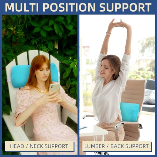 Headrest Pillow for Patio Chaise Lounge, 2 Packs Head Pillow with Elastic Band for Zero Gravity Lounge Chair, Head Neck Rest Pillow Lumbar Pillow, Blue - color: Blue