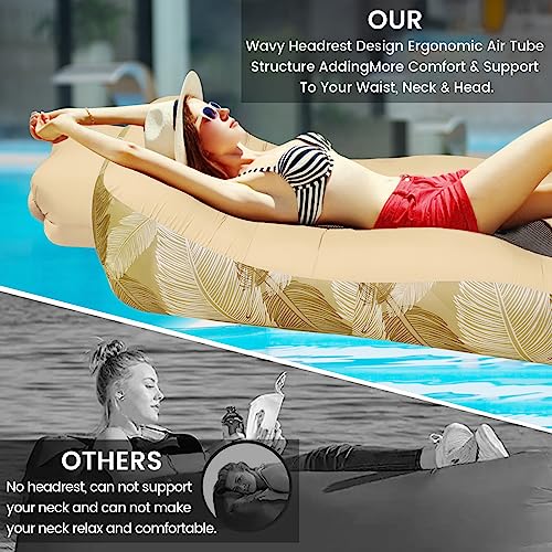 ele ELEOPTION Outdoor Inflatable Camping Couch Waterproof Portable Blow Up Air Sofa Chair Lounger for Backyard Beach Traveling Camping with Compression Sacks (Yellow Feather) - color: Yellow Feather