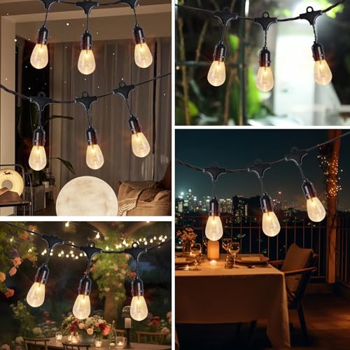Vigdur 11FT Solar String Lights Outdoor Waterproof with 15 Plastic Bulbs Shatterproof & Auto ON/Off, Solar Powered Patio Lights for Camping Backyard Garden Porch Decor