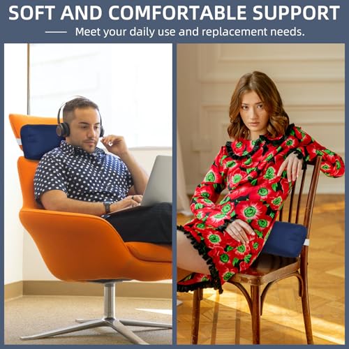 Headrest Pillow for Patio Chaise Lounge Chair, Outdoor Chaise Pillows with Adjustable Elastic Stripe Head Resting Pillows for Recliner Office Chair, Dark Blue - color: Dark Blue