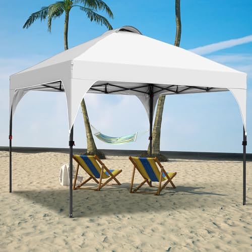 GDY 10x10 Easy Set Up Camping Canopy, Pop Up Tent with 4 Piece Sidewalls, Easy Up Canopy for Events, Parties, Gatherings, Camping, White. - color: White, size: 10x10