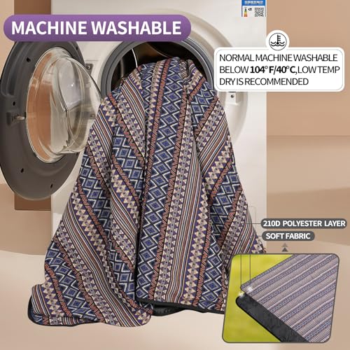 G GOOD GAIN Picnic Blankets Outdoor - Waterproof Outdoor Rug with Shoulder Carry Strap | Machine Washable Picnic Mat with Sandproof Backing for RV, Balcony, Camping, Hiking, Concerts (Blue, 9' x 6') - color: Blue, size: 9'10" x 6'7"