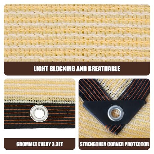 90% Sun Shade Cloth for Garden, 3.3 * 6.5FT Heavy Duty Shade Tarp with Grommets & Reinforced Edges - UV Resistant Sunblock Net for Patio, Backyard, Greenhouse, Kennel, Pergola, Yellow - color: beige, size: 3.3*6.5ft