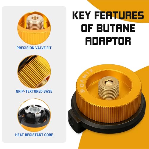 Roamix 4PCS Multi Fuel Gas Adapter Set - EN417 Lindal Valve & Butane to Propane Adapter for Camping Stove with Carrying Bag