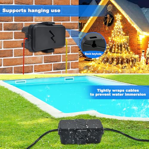 Hrensaw Small Weatherproof Electrical Connection Box(Inner 5.5 x 3 x 2.2inch),Outdoor Electrical Box,Waterproof Extension Cord Covers for Plug, Extension Cables, Holiday Lights,Black - color: Black, size: Small