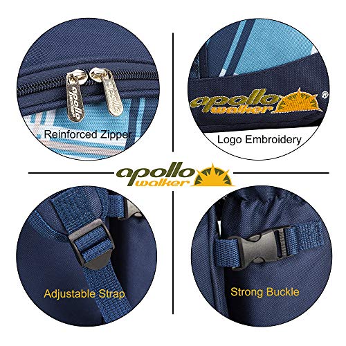 Apollo Walker Picnic Backpack Bag for 2 Person with Cooler Compartment, Detachable Bottle/Wine Holder, Fleece Blanket, Plates and Cutlery (Blue) - color: Blue, size: 2 Person
