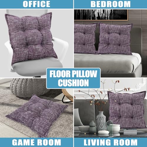 SINSOSSO Large Floor Pillow 22", Thickened Bite-Size Memory Foam Square Non-Slip Cushion for Office Back Support/Indoor Yoga/Chair Seat, Fashionable Color-Blocked Fabric & Washable, Purple, 1 PCS - color: Purple