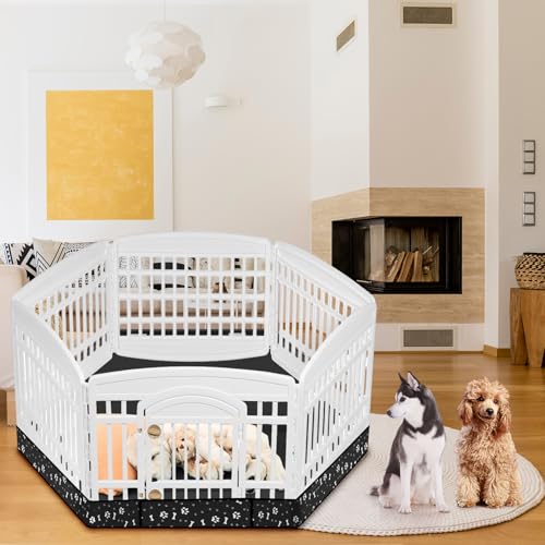 Marsui Dog Playpen Bottom Pad Fits for 36inch W and 24inch H 6 Panels Exercise Pet Dog Mat Puppy Crate Pad Reusable Washable Pet Training Pee Mat Hoop and Loop Design, Playpen Not Included(Black) - color: Black