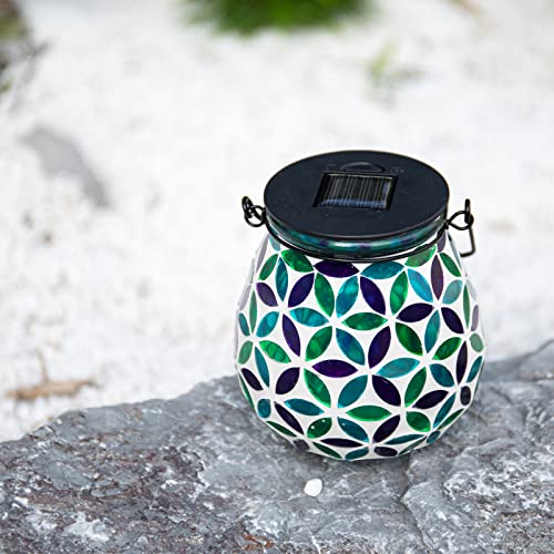 Afirst Mosaic Solar Lanterns Outdoor - Glass Hanging Solar Lights Hollow Out Waterproof Table Lamp Outdoor Decorative for Garden, Patio, Holiday Party Outdoor Decoration - style: kaleidoscope
