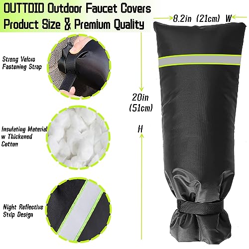 2 Pack Outdoor Faucet Covers for Winter, 8.2" W x 20" H Outside Yard Hydrant Protector Socks Winter, Insulated Hose Bib Protector Cover, Spigot Pipe Cover Freeze Protection Black - size: 8.2" W X 20" H - 2 Pack