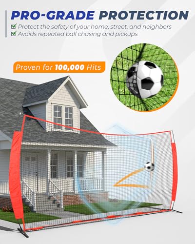 12x9/16x10/20x10ft Barricade Backstop Net, Ball Sports Barrier Netting, Protection Screen for Baseball Softball Lacrosse Soccer Hockey Training for Backyard with Carry Bag - size: 16x10ft