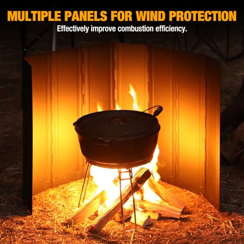 23.6 Inch Extra Tall Camping Stove Windscreen - Heavy Duty 8-Panel Folding Design for Butane Burners and Grills, Camp Stove Windshield for Camping, Hiking, Picnic - color: Black Iron