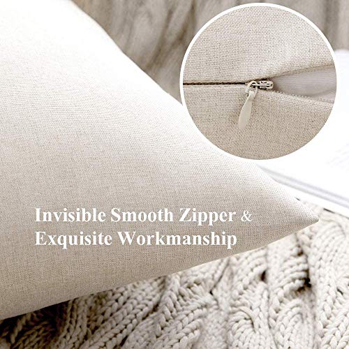 MIULEE Pack of 2 Decorative Outdoor Solid Waterproof Throw Pillow Covers Faux Linen Garden Farmhouse Cushion Cases for Patio Tent Balcony Couch Sofa 16x16 Inch Beige - color: Beige, size: 16" x 16" (Pack of 2)