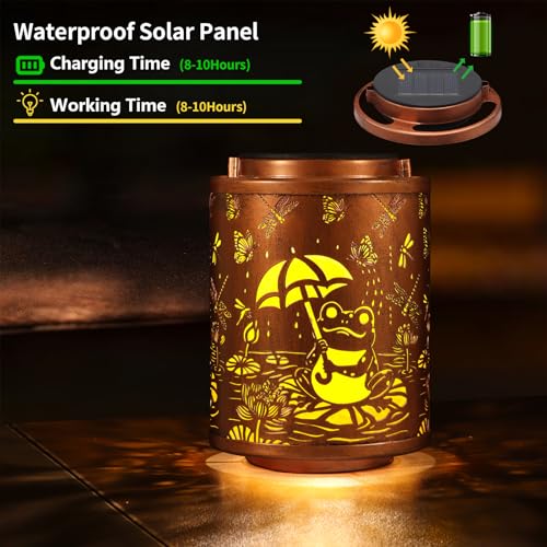 Solar Lanterns Garden Decor Birthday Gifts for Women Mon Grandma Metal Hanging Solar Lights Waterproof Outdoor Decoration for Outside LED Lanterns for Yard Patio Lawn (Frogs) - style: Frogs