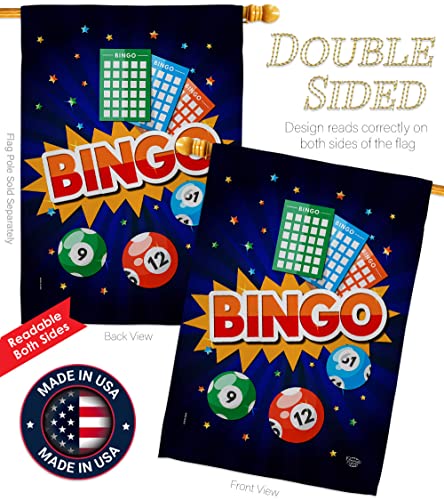 Bingo Garden House Flag Set Interests Game Bunco Night Dice Poker Hobbies Leisure Activity Decoration Banner Small Yard Gift Double-Sided, Made in USA