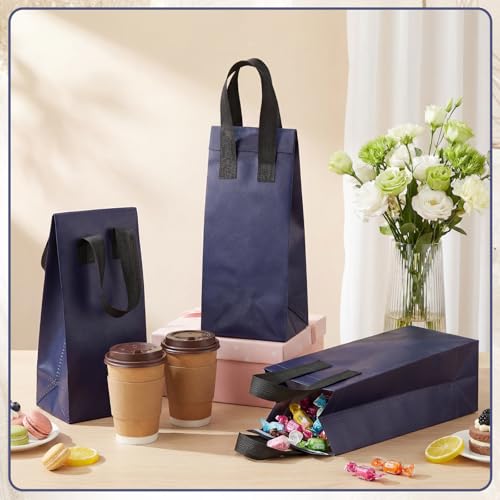 50 Pcs Navy Blue Insulated Single Cup Drink Carrier Bags Bulk Thermal Insulation Take Away Bags Portable Takeout Coffee Carrier Reusable Carriers with Handle for Hot Cold Beverage - color: Navy Blue