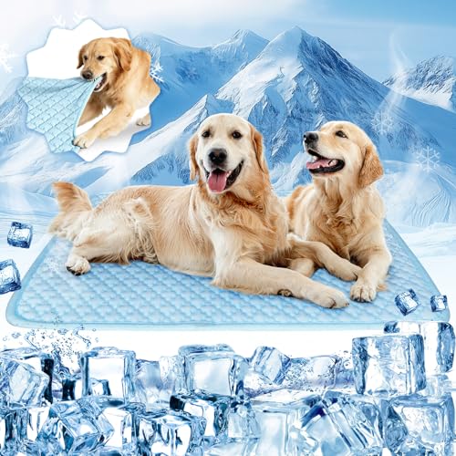 Dog Cooling Mat Thicken Cooling Mat for Dogs Self Cooling Pad for Dog Non-Slip Dog Bed Mats (Q-Max>0.5) for Indoor & Outdoor Car Seats - size: 39*28in