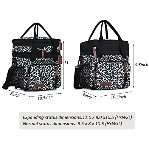 MIYCOO Lunch Bag & Lunch Box for Women Men, Double Deck Leakproof Insulated Soft Large Adult Camping Cooler bag for Work, Beach, Picnic, Travel (Leopard print, 15L) - color: Leopard Print