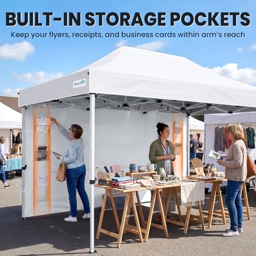 Quictent 10x15FT Heavy Duty Pop Up Canopy Tent, Commercial Easy up Portable Waterproof Shelter with Roller Bag for Outdoor Wedding Party Events Markets Gazebos - color: Off White, size: 10X15