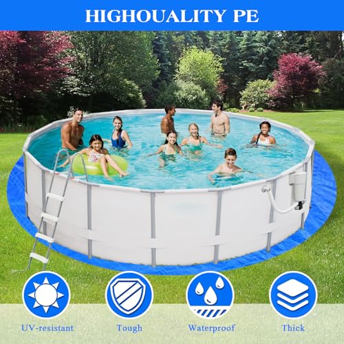 15FT Round Pool Ground Cloths,185g/㎡ Density Heavy Duty Pool Liner Pad,Waterproof PE Swimming Pool Liner Pad,Anti-Aging Puncture Resistant Pool Ground Mat for Protect Above Ground Pool Blanket