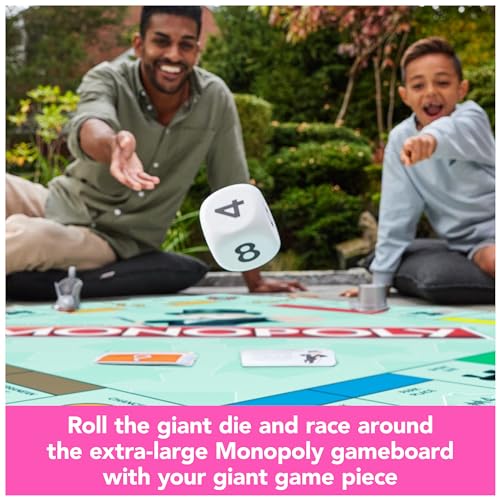 Spin Master Games, Monopoly Giant Edition, Classic Family Board Game for Indoor & Outdoor Play with Oversized Board, Screenless Activity, 2-4 Players, for Ages 6 & Up - style: Giant Monopoly