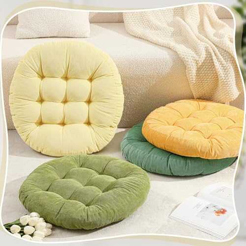 Jerify Floor Pillow Cushions Large Round Square Large Meditation Floor Pillow for Classroom Adult Meditation Picnic Party Seating Learning Daycare School(Round,Yellow-Green,4 Pcs) - color: Yellow-green, size: Round