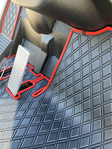 Xtreme MATS Yamaha Compatible Golf Cart Mat, Full Coverage Golf Cart Floor Liner Mat - Compatible with Yamaha Adventurer (2007-2017), G29, YDR, & Drive (Gen1) Models Only - Black with Red Trim - color: Red Trim, size: Drive/G29