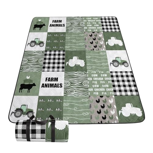 Outdoor Picnic Blanket,Portable Sandproof Waterproof Picnic Mat,Farm Animals Printed Camping Beach Mat for Sand and Wet Grass Hiking (Farm Animals S) - color: Farm Animals, size: Standard - 59"x78"