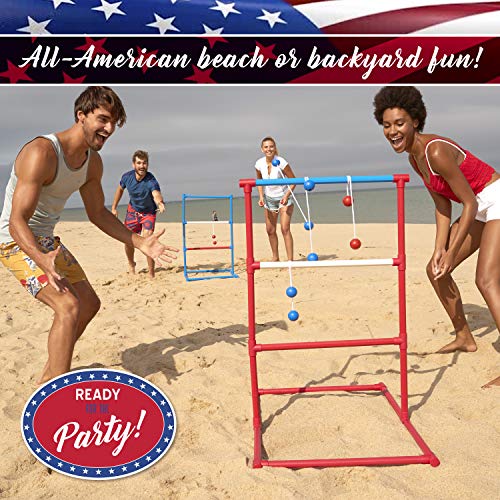 Franklin Sports Ladder Ball Set — Includes 2 Ladder Ball Targets with Weighted Bases and 6 Bolas — Ladder Golf Toss Outdoor Game For Beach or Backyard Fun — Professional, American, and Family Set Options - style: American