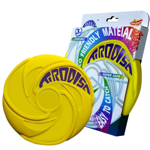 AMAZING TOYZ Tirodisc Foldable Frisbee for Kids & Adults, 20cm Soft Silicone Flying Disc - Portable Pocket-Sized Outdoor Waterproof Toy for Beach, Park, Pool Games | Easy Clean & Safe Catch - color: Yellow