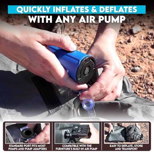 Pittman Inflatable Ottoman Foot Rest for Camping - Outdoor Pouf Ottoman is Waterproof for Camping & Patio - Removable Cover for Easy Cleaning - Inflatable Foot Stool Matches Our Popular Furniture Set - size: Ottoman