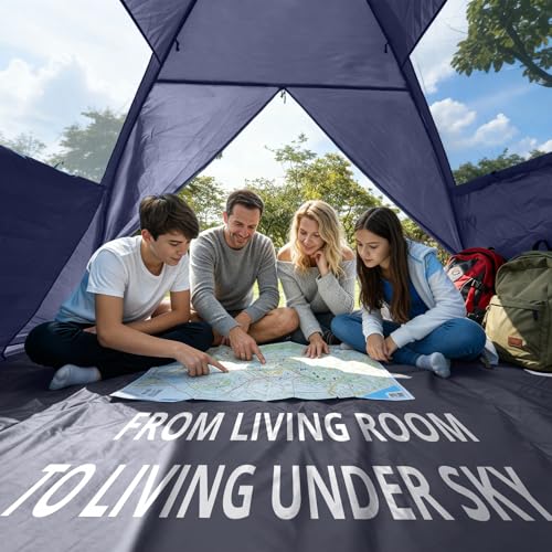 CAMEL CROWN Beach Tent UPF 50+ Sun Shelter for 2/3/5/6 Person, Lightweight Portable Sun Shade with Sand Anchor, Family Beach Day & Outdoor Adventures - color: Navy Blue, size: 2/3 Person