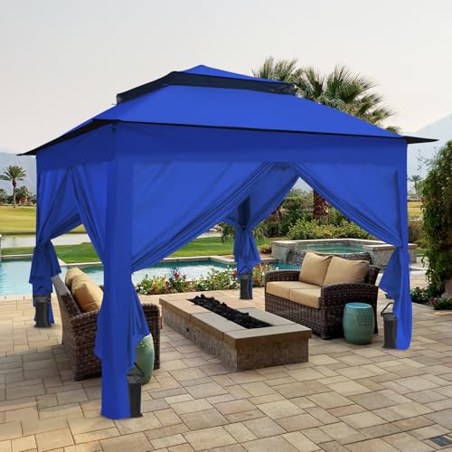 COOS BAY 11x11 Pop Up Gazebo with 4 Sidewalls, Instant Outdoor Canopy Tent with UPF 50+ UV Protection, Water Resistant Shelter with Carry Bag, Stakes & Ropes, Blue - color: Blue