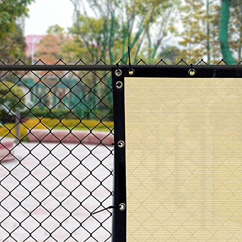 i COVER 4x25ft Privacy Screen Fence, Outdoor Fencing Panels, Garden Windscreen Mesh Shade Sail Net Barrier, Fence Privacy Screen Reinforced Bindings and Brass Grommets Cable Zip Ties, Sand - color: Sand, size: 4x25ft