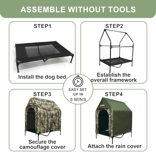 Outdoor Dog House, Kennel with Canopy, Waterproof and Breathable Pet Tent House for Medium Dogs, Foldable Dog Shelter with Shade Roof for Camping, Travel and Backyard, M - style: M