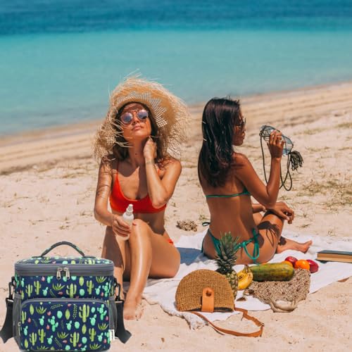 GYEUKHAM Insulated Reusable Lunch Bag Adult Large Lunch Box for Women and Men with Adjustable Shoulder Strap,Front Zipper Pocket and Dual Large Mesh Side Pockets,Cactus - color: Cactus