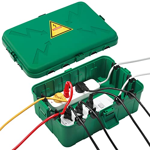 Hrensaw Large Outdoor Electrical Box(12.5x8.5x5inch),IP54 Waterproof Outdoor Outlet Covers,Weatherproof Extension Cord Covers Protect Outlet,Plug,Timer,Power Strip,Holiday Light,Green - color: Green, size: Large