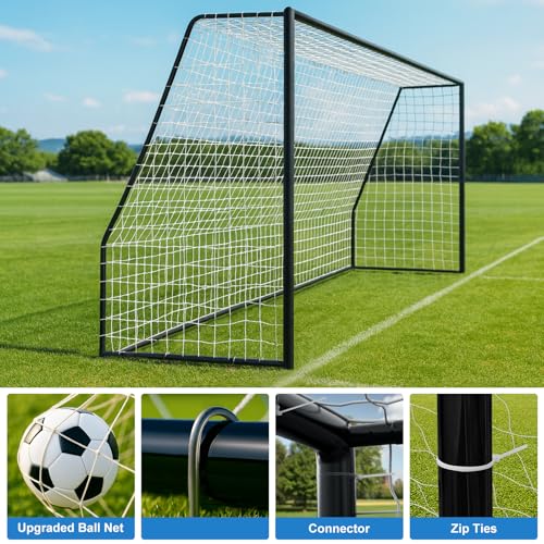 MOPHOTO Soccer Goal, 6X4/8x6/10x6.5/12x6/16x7/18.5x6.5/21x7/24x8ft Soccer Goals for Backyard, Full Size Soccer Goal for Teens & Adults Training - size: 24x8FT, style: Alloy Steel-Black