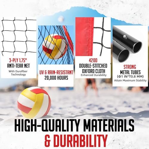 ZEALFEEL Volleyball Net, 12ft/20ft Volleyball Training Net for Backyard Height Adjustable, Portable Freestanding Practice Net for Hitting & Serving Drills, Pop up Net with Carry Bag for Indoor Outdoor - size: 20 FT Volleyball Net