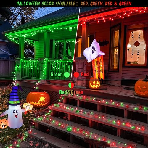 JMEXSUSS 168ft 600 LED Red to Green Halloween Lights Outdoor, Red Green Color Changing Christmas Lights, Christmas Twinkle String Lights Plug in for Tree Porch Yard Halloween Decorations - color: Red to Green, size: 600 LED